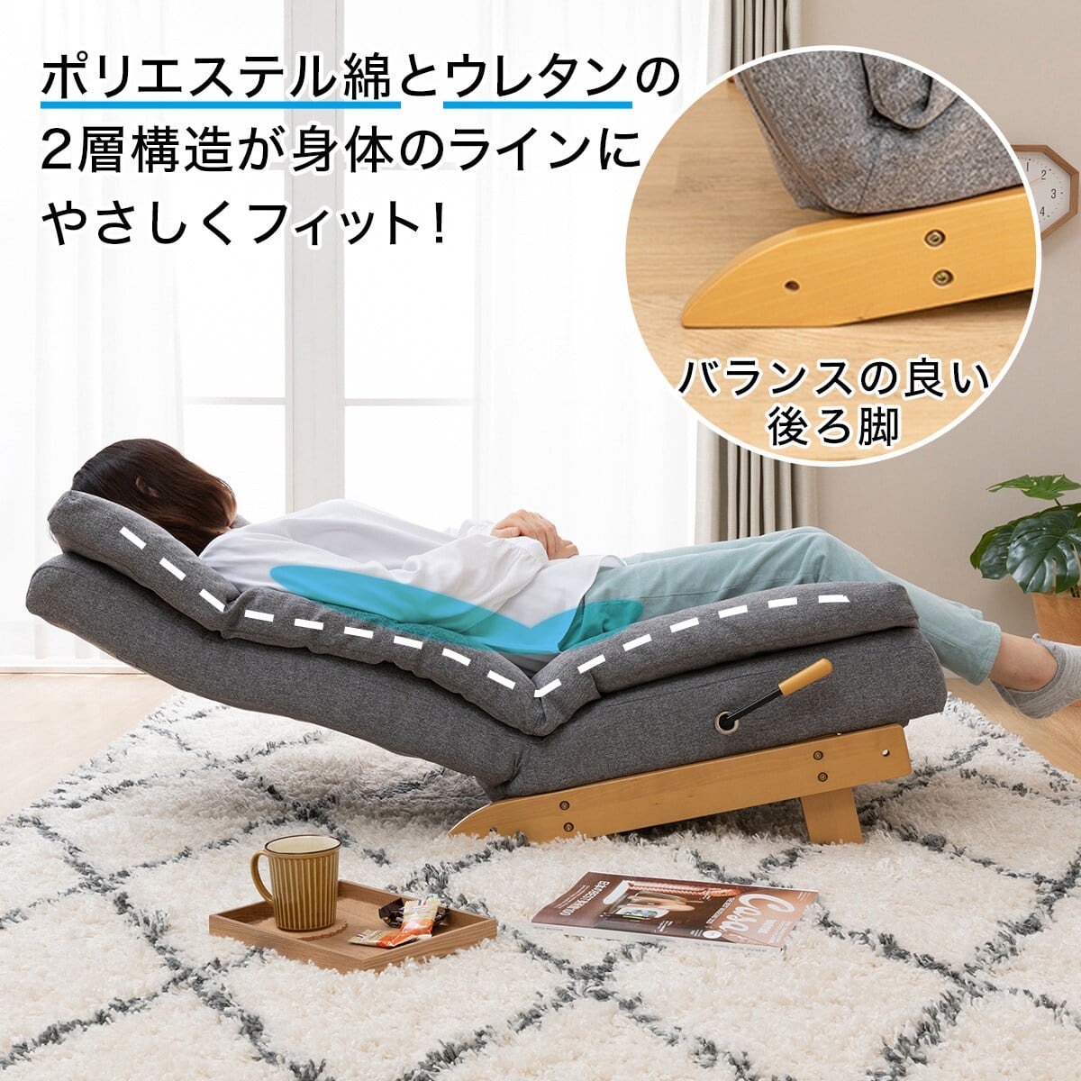 リクライナーソファ(KJ-1 GY/NA 右レバー) | ニトリネット【公式