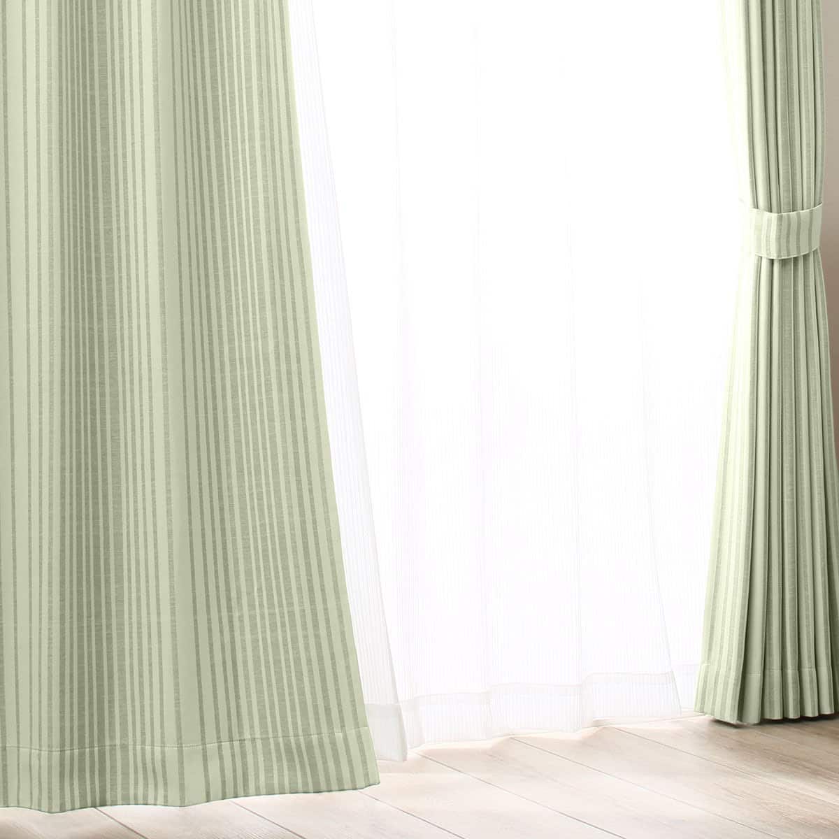 遮光2級・遮熱カーテン&遮熱・ミラーレース 4枚セット(Nナーシャ2 YGR