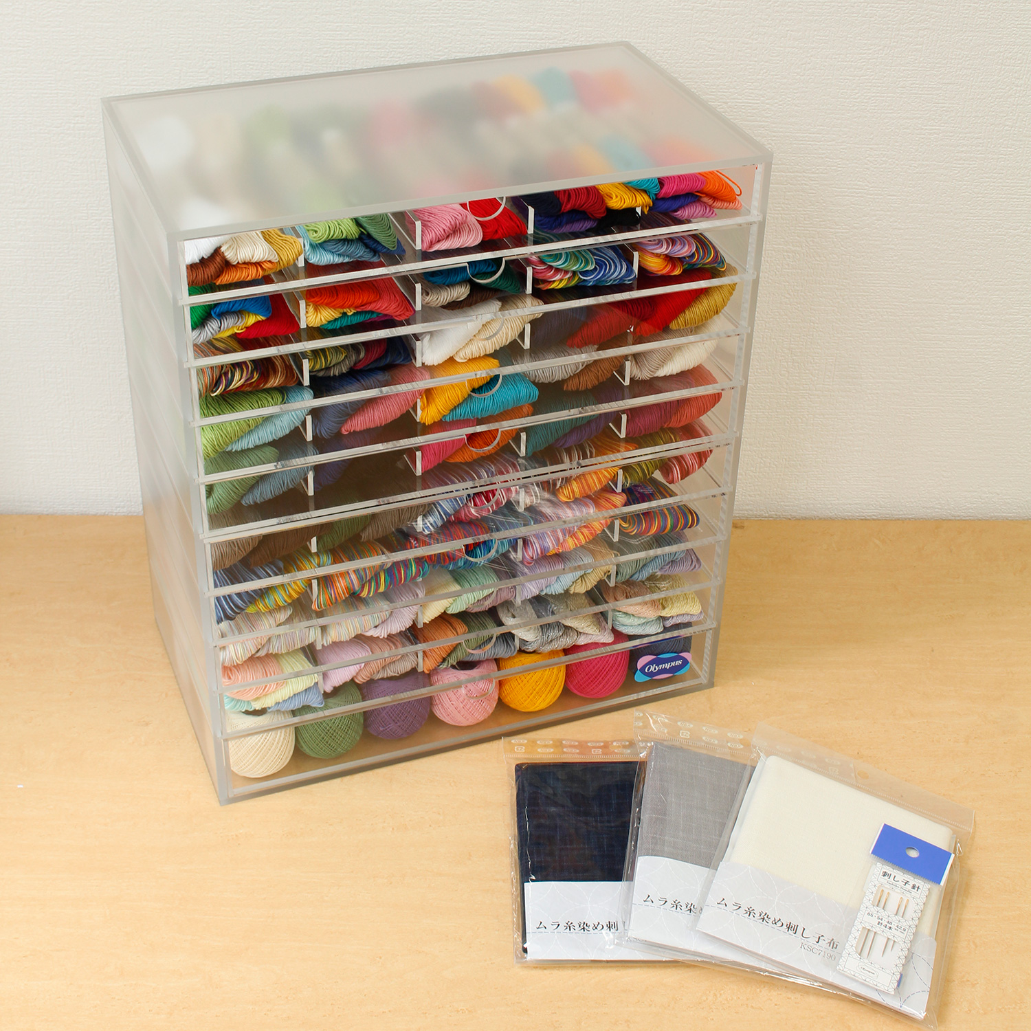OS-CASESET オリムパス 刺し子糸 全色セット-糸収納ケース+おまけ付き