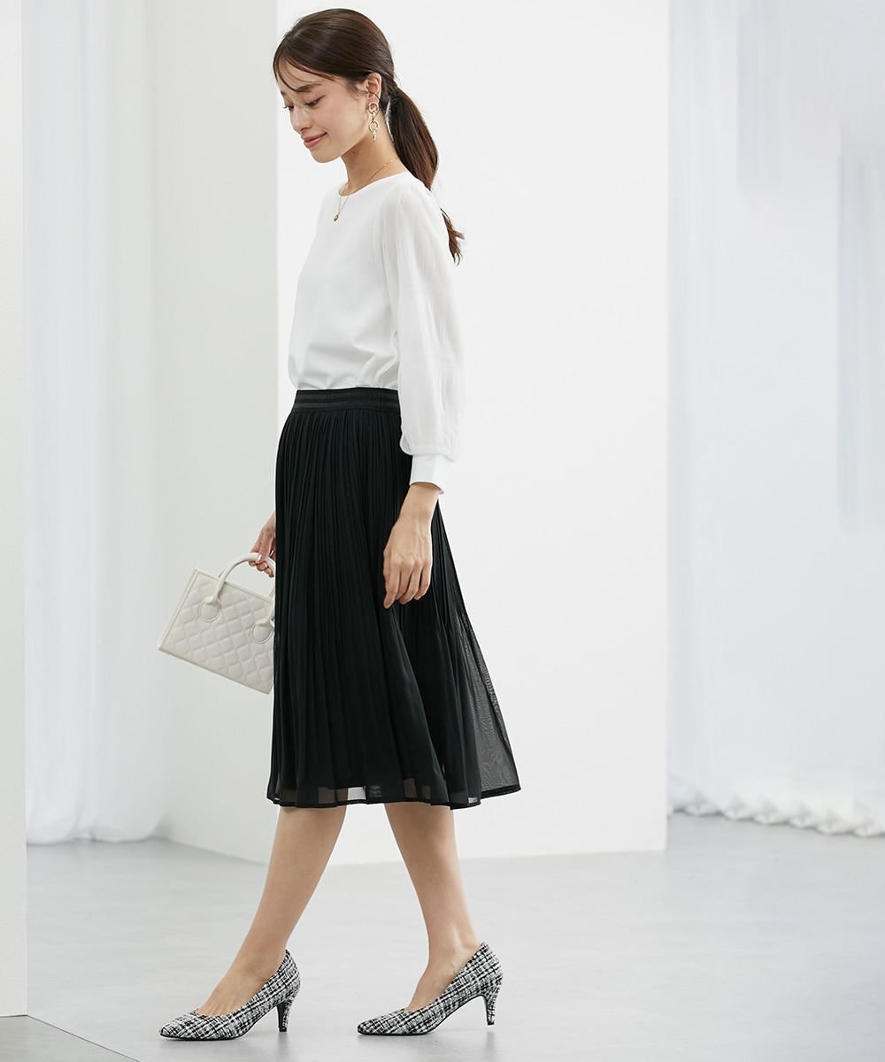 消しプリーツシフォンジョーゼットフレアスカート 通販【ニッセン】