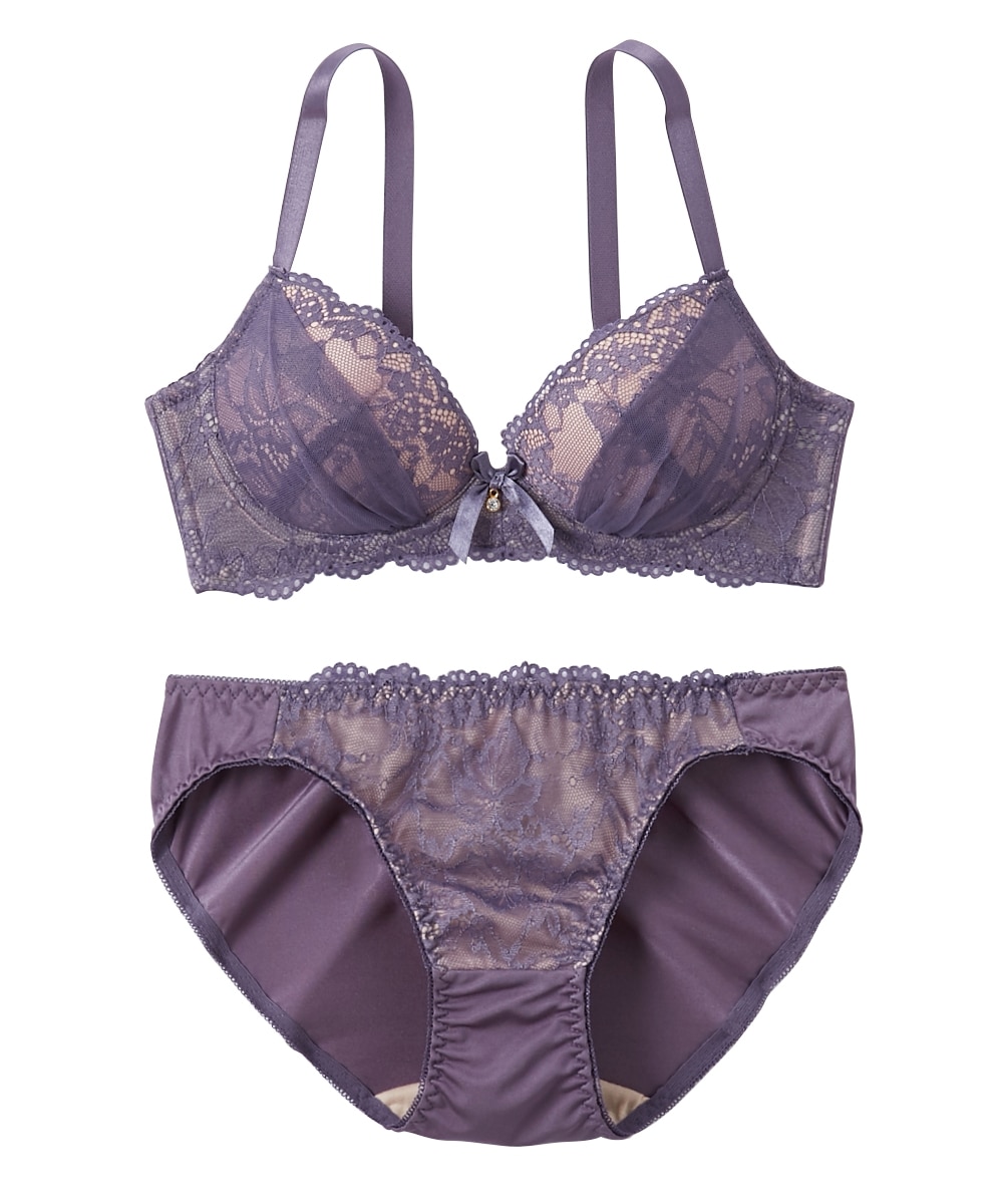 ヌーディカラーレースノンワイヤーブラジャーショーツセット 通販