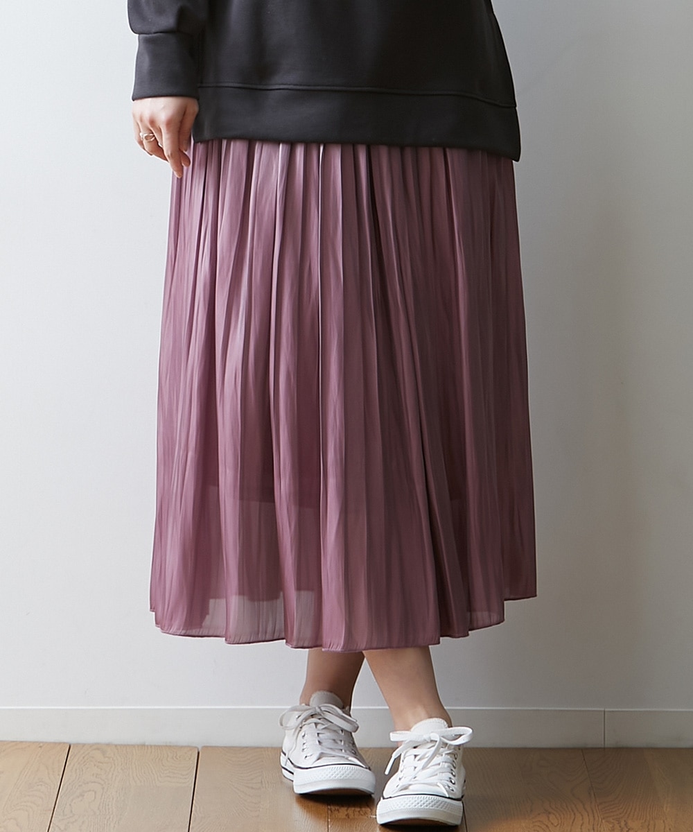 シャイニーサテンプリーツスカート（裏地付） 通販【ニッセン】