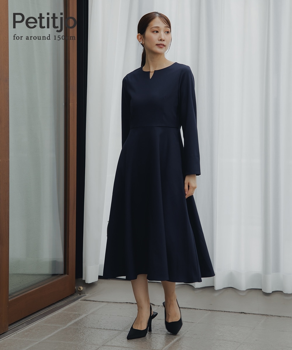 小さいサイズ 【レディーススーツ】キーネックワンピース