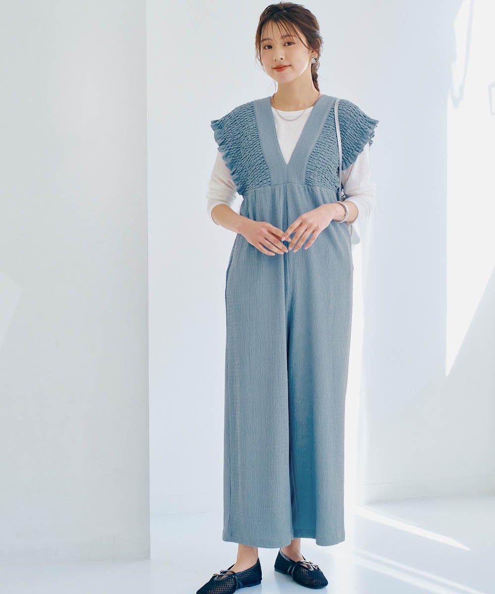 楊柳カットソーバックリボンオールインワン 通販【ニッセン】