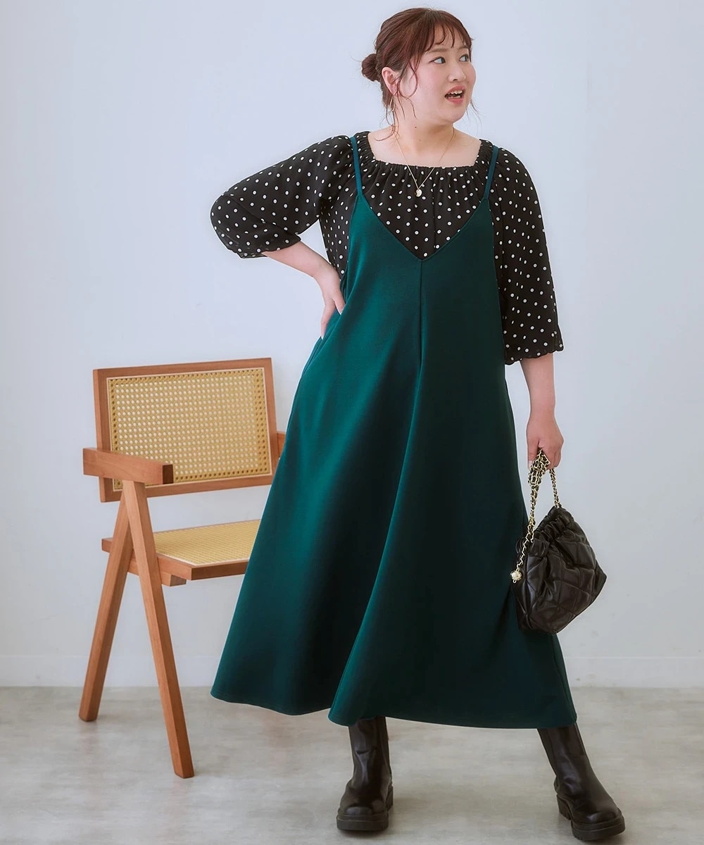 大きいサイズ＞ よく伸びるロングキャミワンピース 通販【ニッセン】