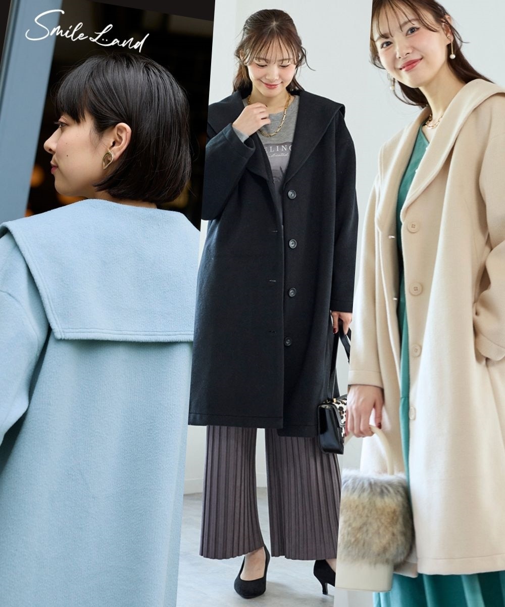 大きいサイズ 裏畔セーラーカラーハーフコート 通販【ニッセン】