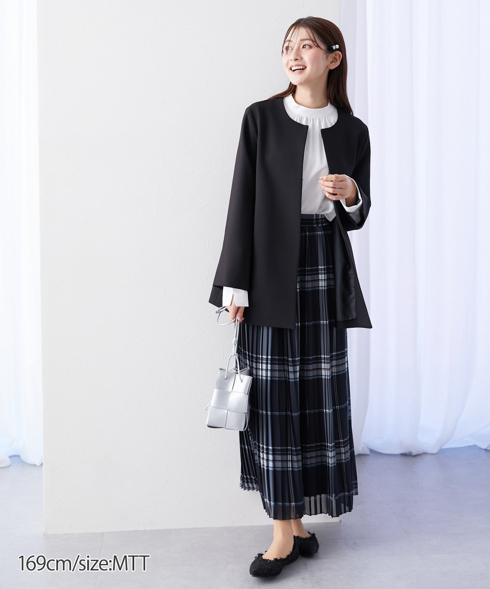 高身長 【フォーマル】ダブルクロスノーカラージャケットスーツ3点