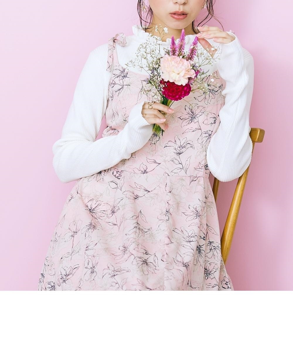 大きいサイズ ショルダーリボン花柄キャミソールワンピース marun 通販