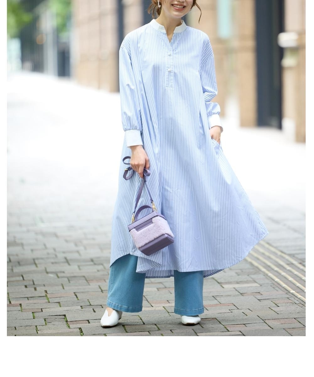 大きいサイズ ゆるシルエットパール調ボタン配色ワンピース 通販