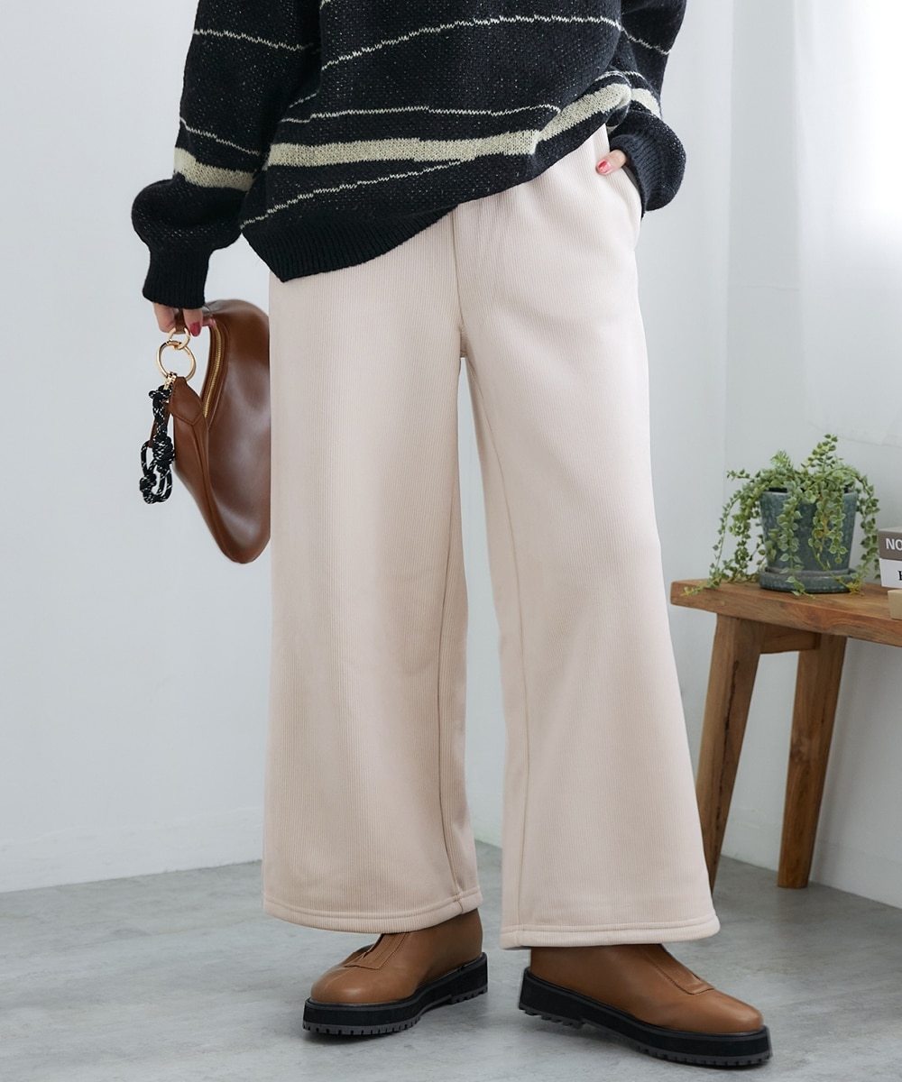 裏フリースリブベロアワイドパンツ 通販【ニッセン】