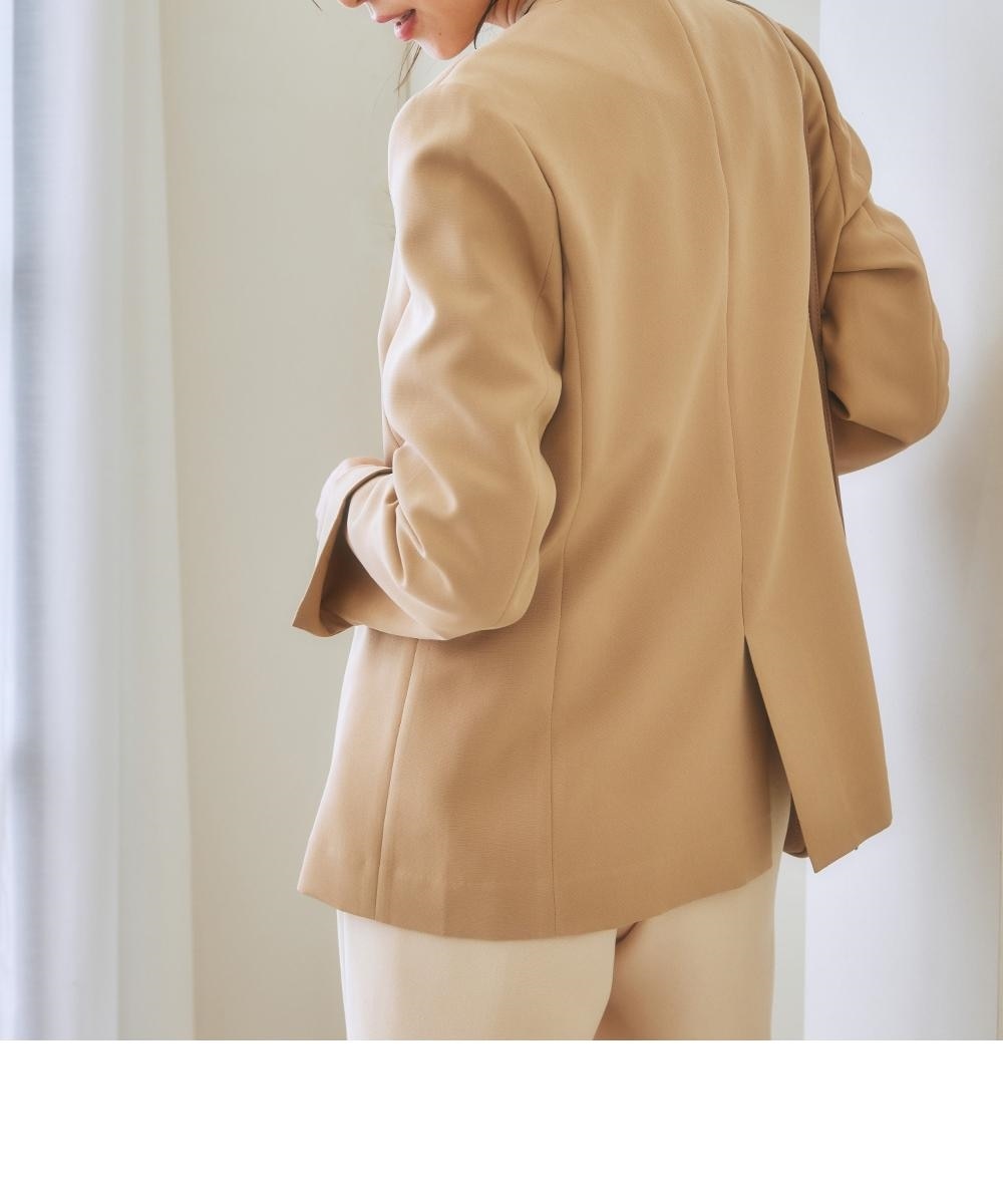 洗える裏地無ロング丈ノーカラージャケット 通販【ニッセン】