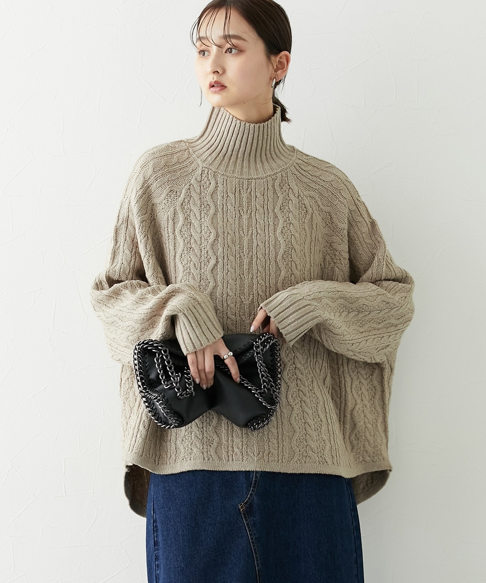 ケーブル編みフレアニットチュニック 通販【ニッセン】