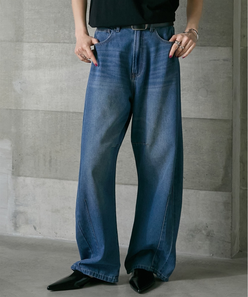 ゆったりサイズカーブデニムパンツ ［Soiunique］ 通販【ニッセン】