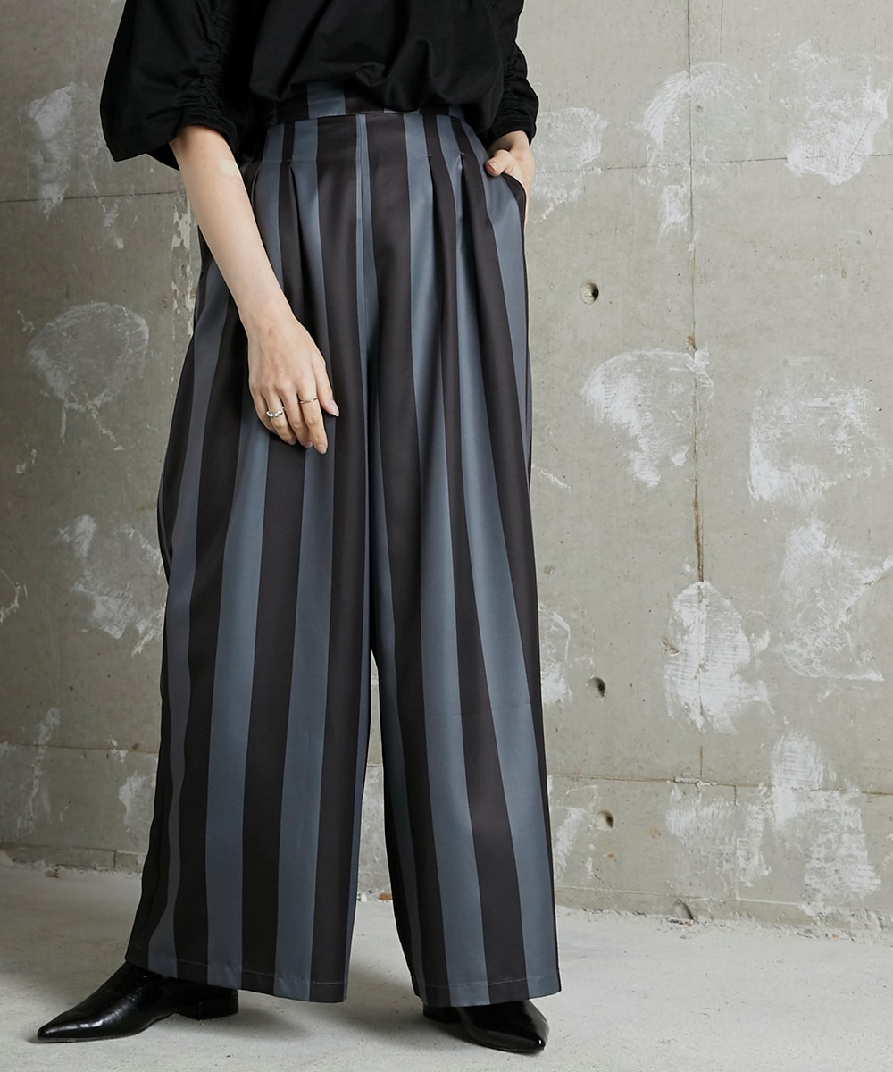 配色ストライプワイドパンツ ［Soiunique］ 通販【ニッセン】