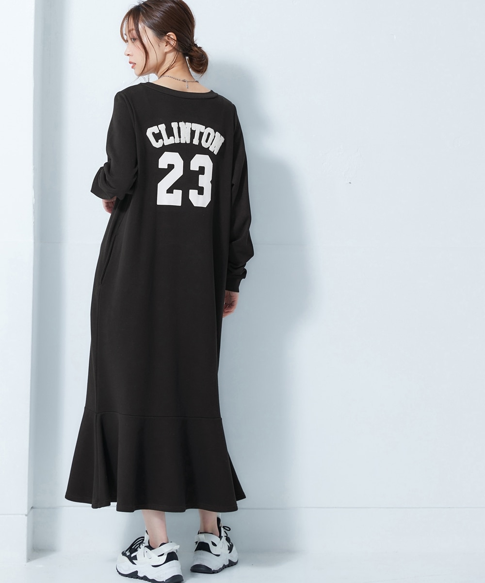 さがら刺しゅう入裾フレアスウェットワンピース 通販【ニッセン】
