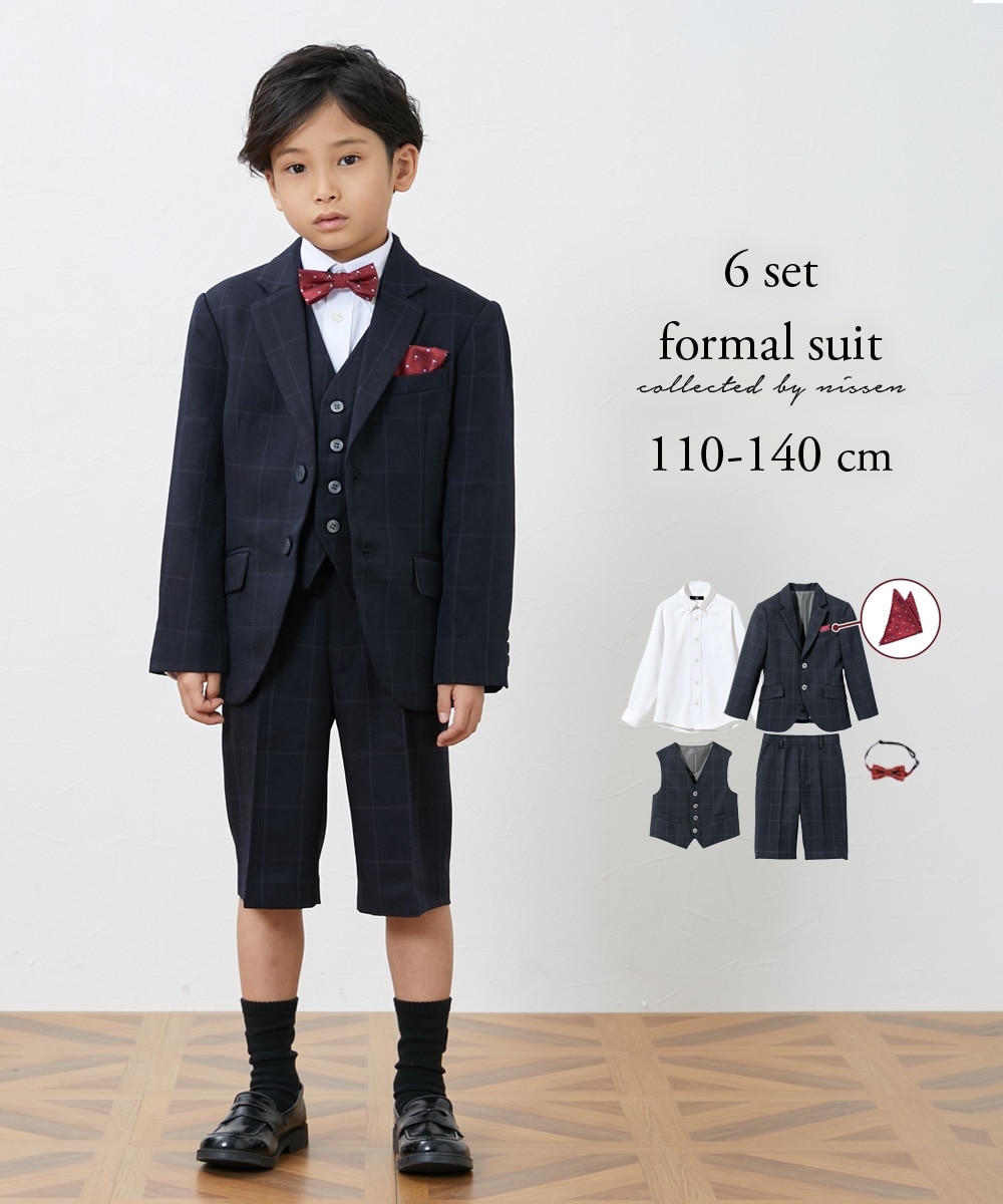 卒園 入学】フォーマルスーツ6点セット（ジャケット+ベスト+シャツ+5