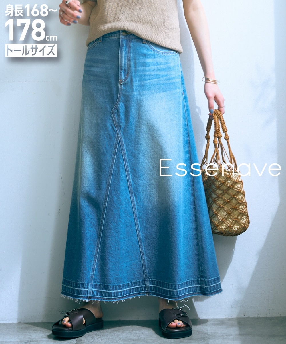 高身長 綿100％デニムフレアスカート（トールサイズ）Essenave 通販