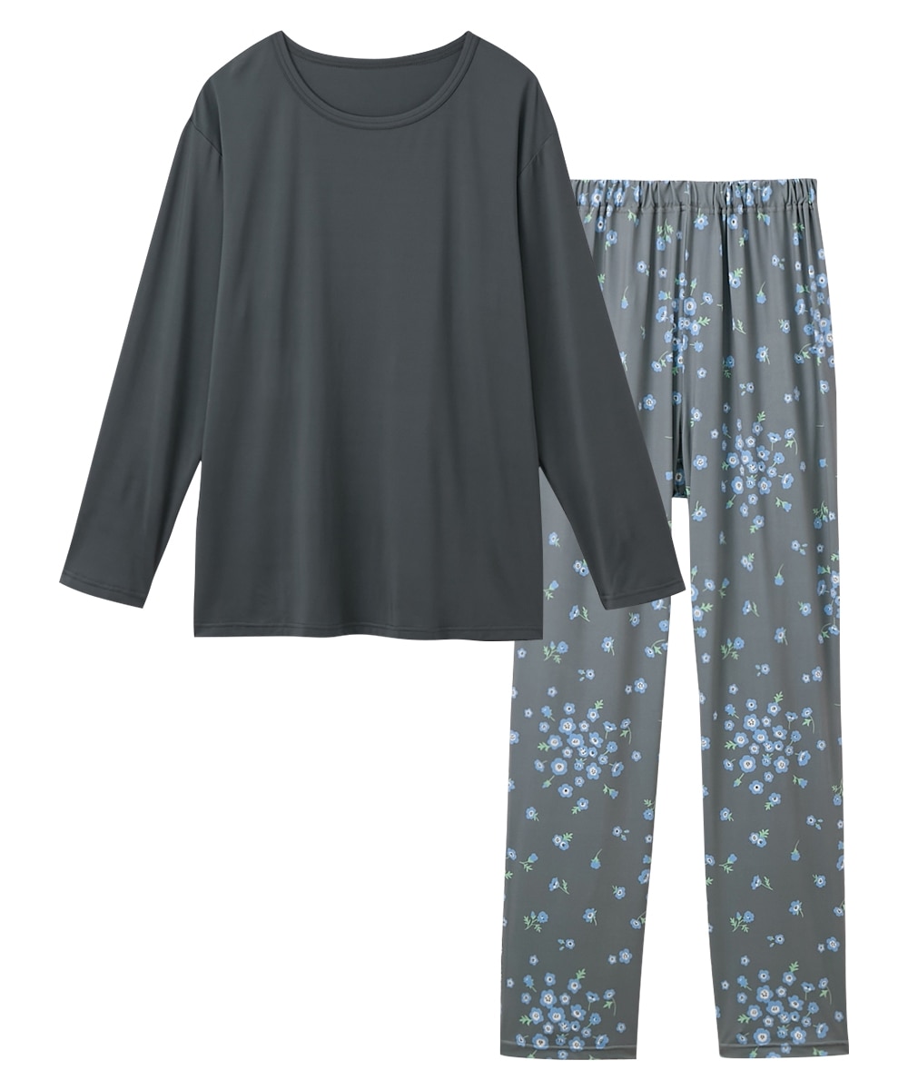 なめらかストレッチ花柄ルームウェア上下セット 通販【ニッセン】