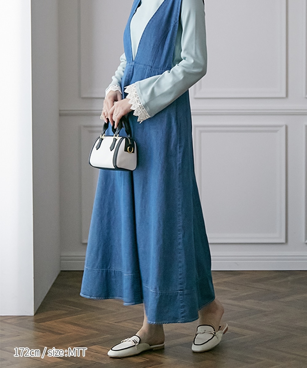 高身長 デニムフレアジャンパースカート（トールサイズ）fifiean 通販