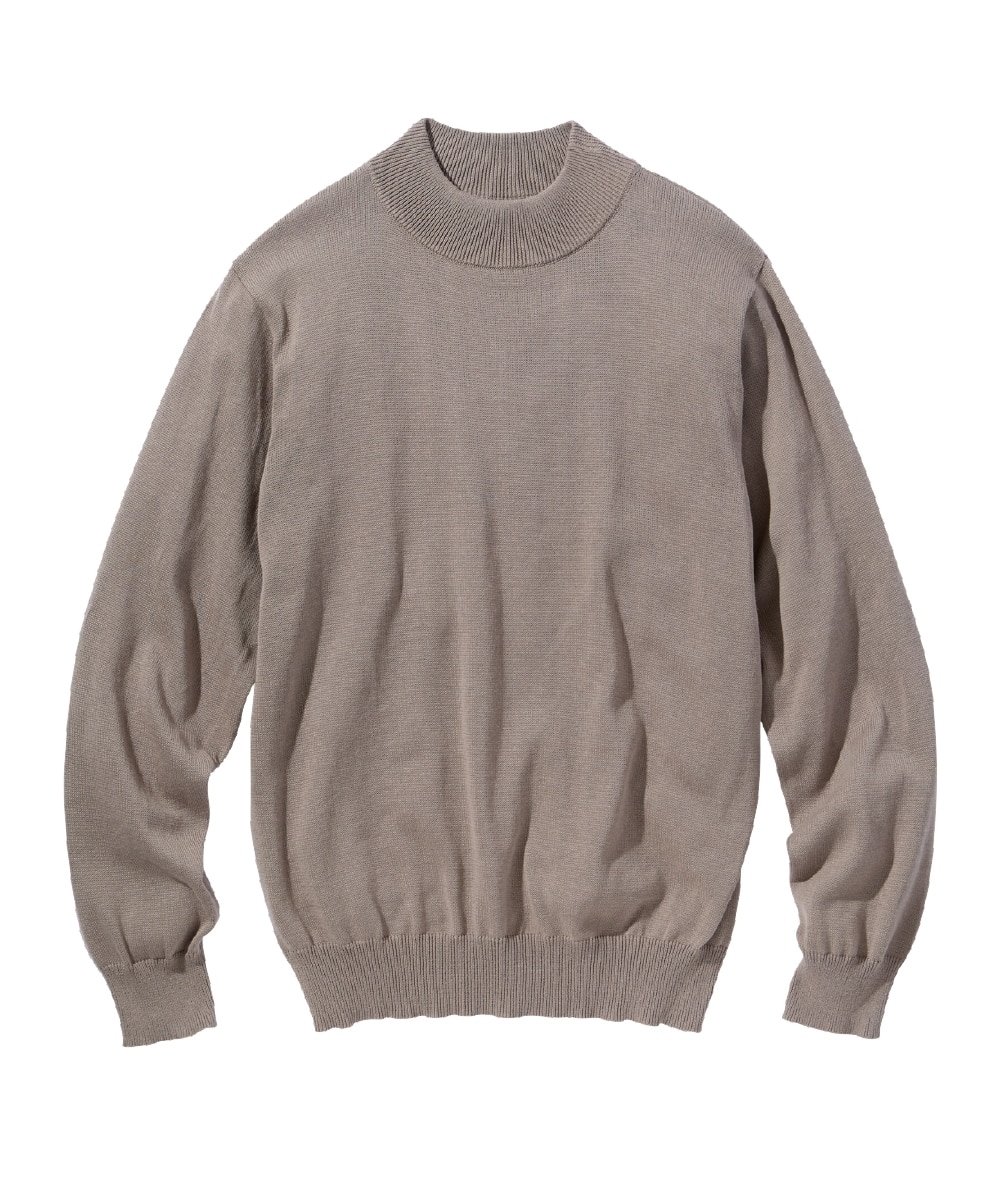 洗える綿100％モックネックニット（ハイゲージ）【大きいサイズ