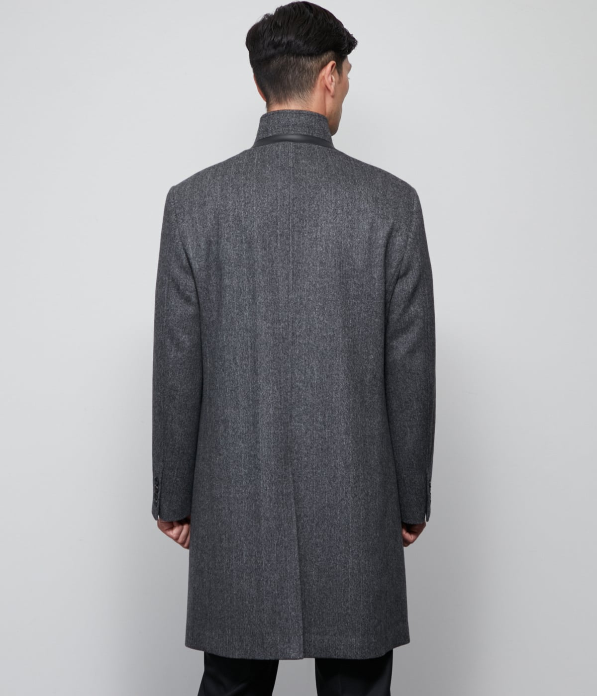 カシミヤ混 ヘリンボーン ビーバー コンバーチブルカラーコート