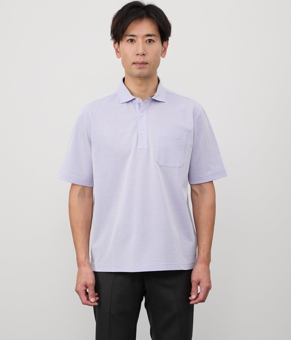 吸水速乾】COOL COMFORT ジャージーサッカーストライプ ポロシャツ