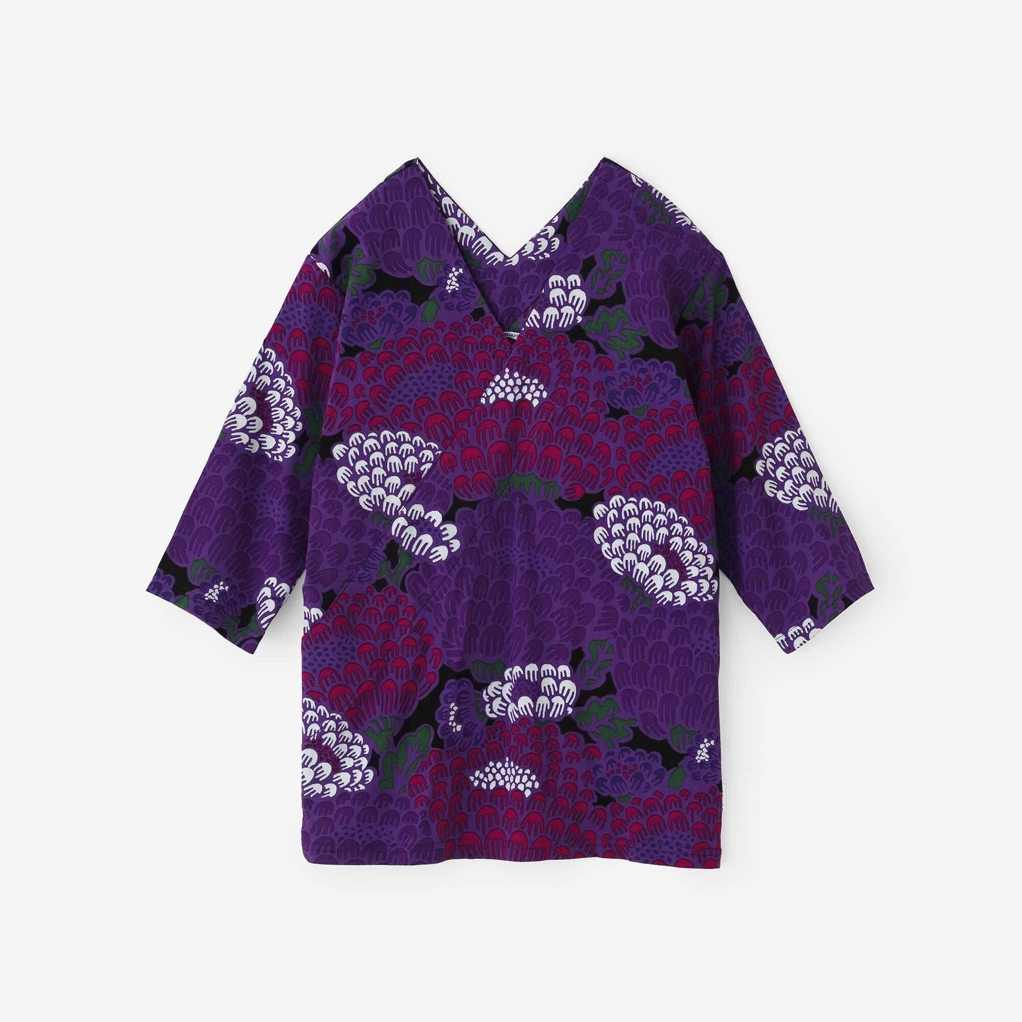 高島縮 40/40 抜衿ジバン 六分丈／染付梅花氷裂文（そめつけばいか