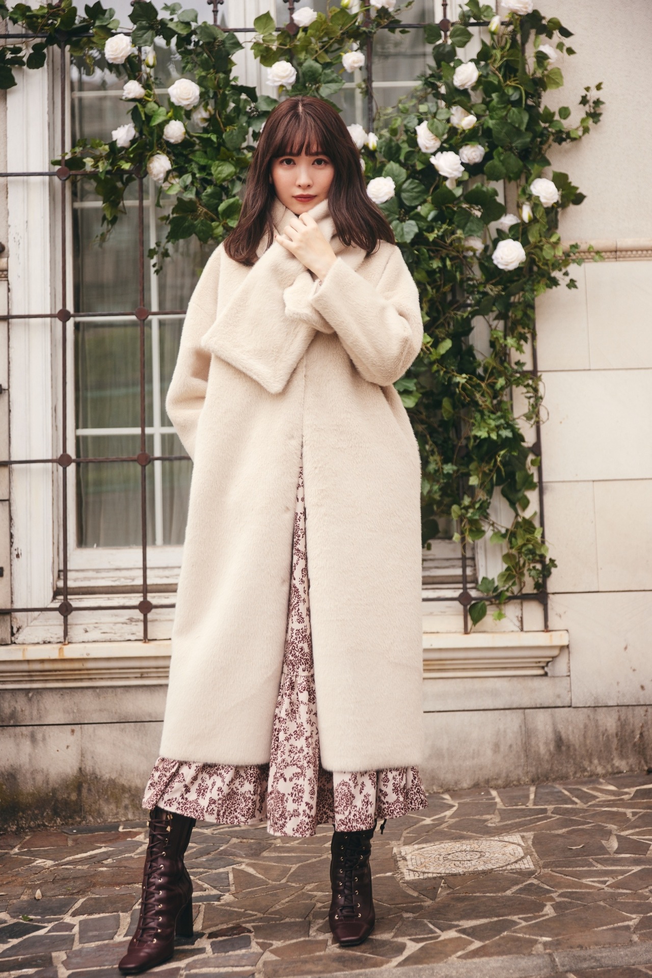 kyoplan / Winter Floral Long-sleeve Dress