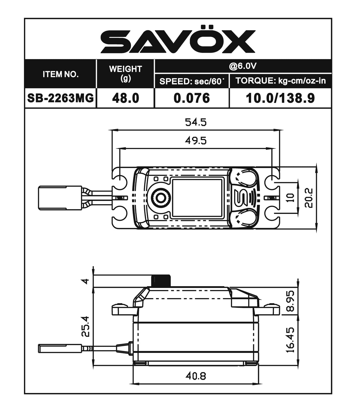 Black Edition Low Profile Brushless Digital Servo – Savox USA