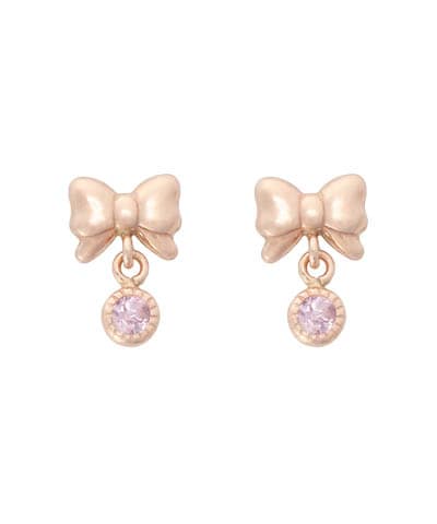 K10 PG リボンピアス≪9月 誕生石≫(FREE K10PG): Samantha Tiara