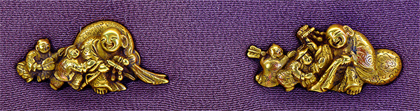 目貫 無銘 古後藤 金無垢布袋唐子図目貫 (ME-020314)｜刀・日本刀の