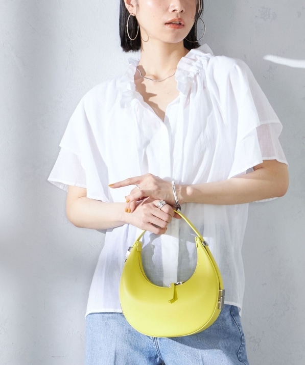 手洗い可能〉コットンボイル ネックギャザー ボウタイ ブラウス