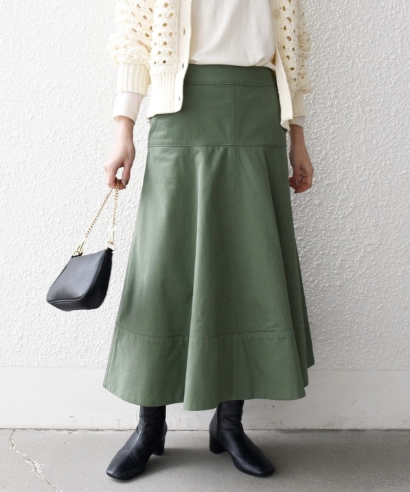 SHIPS any:〈洗濯機可能〉チノ バック ジップ フレア スカート｜ SHIPS