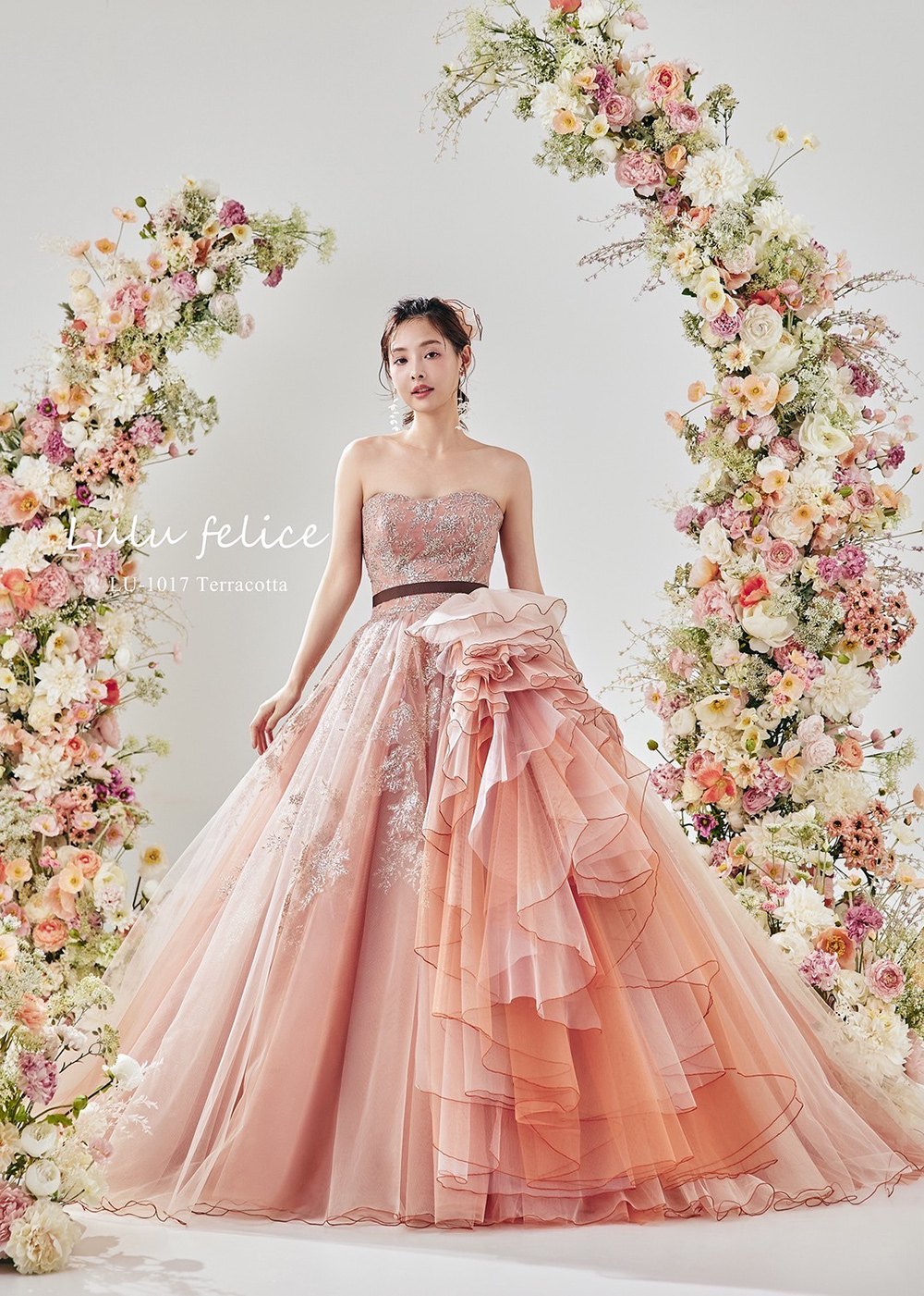 ROBE de FLEURS ピンクタイトドレス - ローブドフルール DEA ピンク