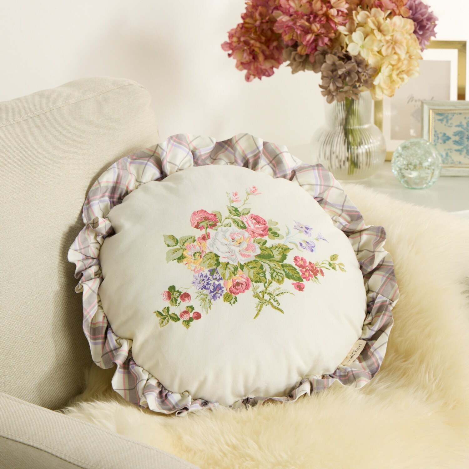 ローラアシュレイ ローズモア ラウンドクッション- ショップチャンネル