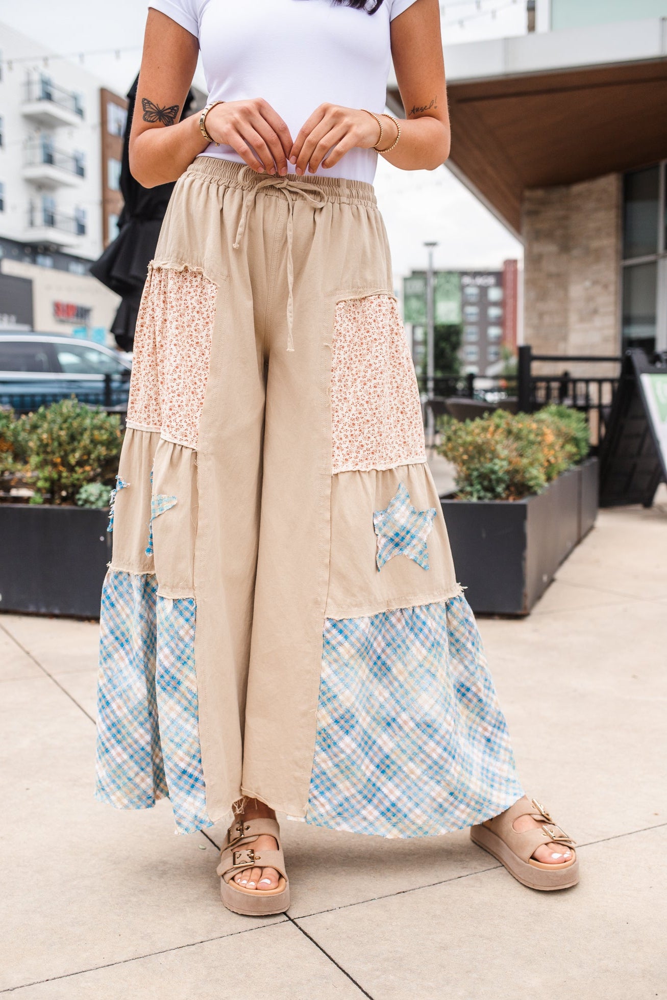 Plaid Star Patch Pants