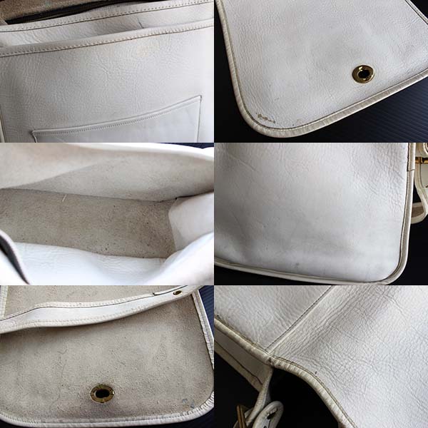 70s USA製 オールド コーチ レザー ショルダーバッグ 白 - Sixpacjoe