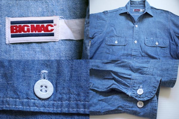 80s BIGMACビッグマック コットン シャンブレーシャツ S - Sixpacjoe