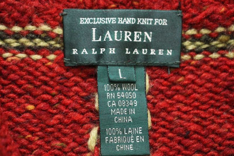 00s LAUREN ラルフローレン タータンチェック ネップ入り ハイネック