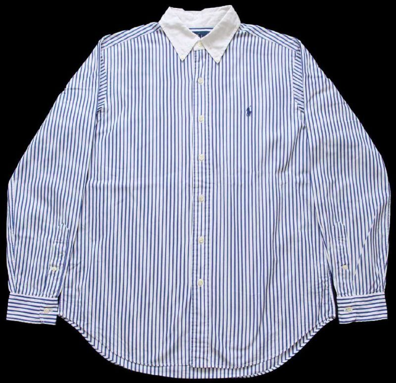90s ラルフローレン ストライプ ボタンダウン クレリック コットン