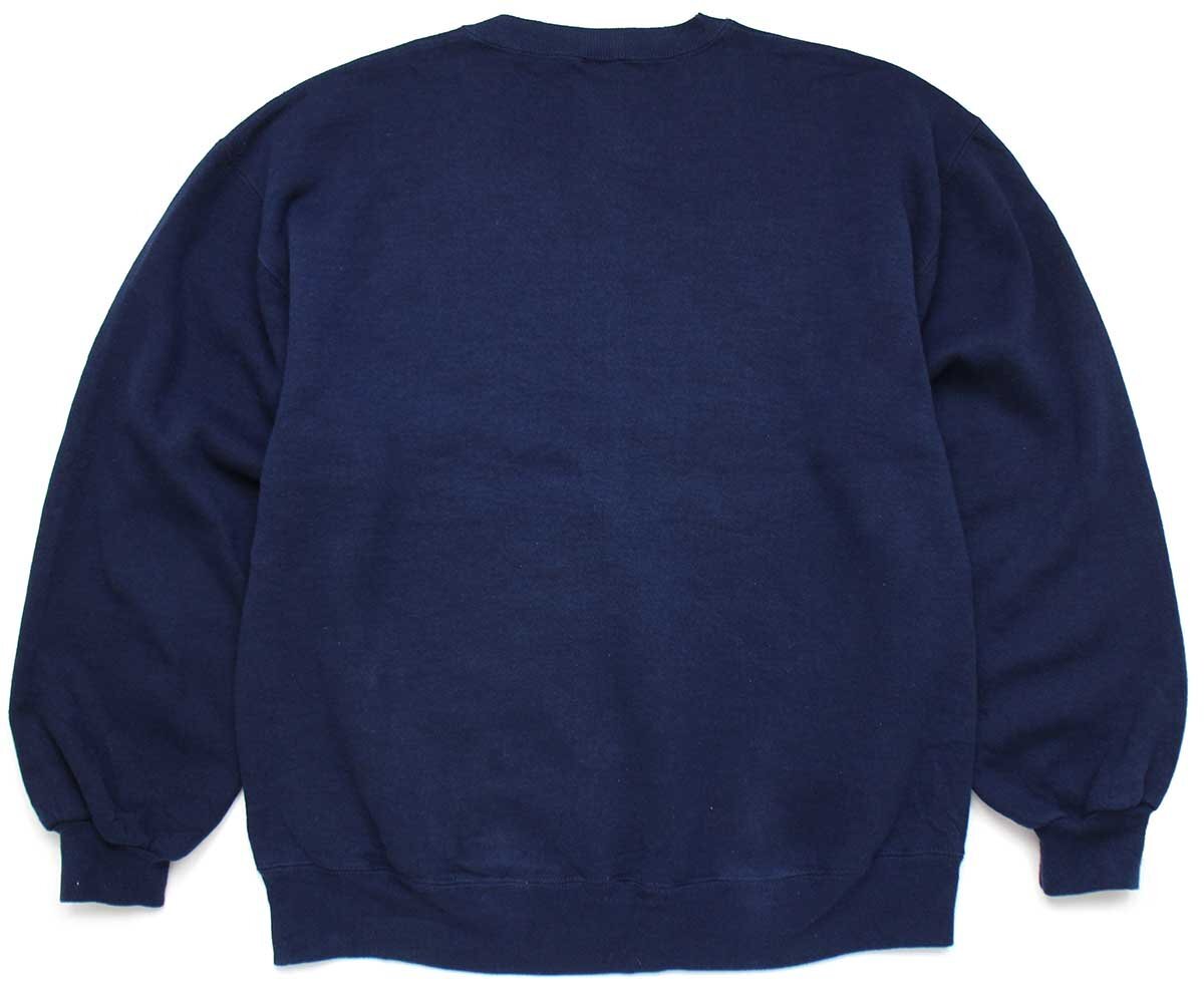 90s USA製 RUSSELLラッセル 無地 前V スウェット 紺 L☆ブランク