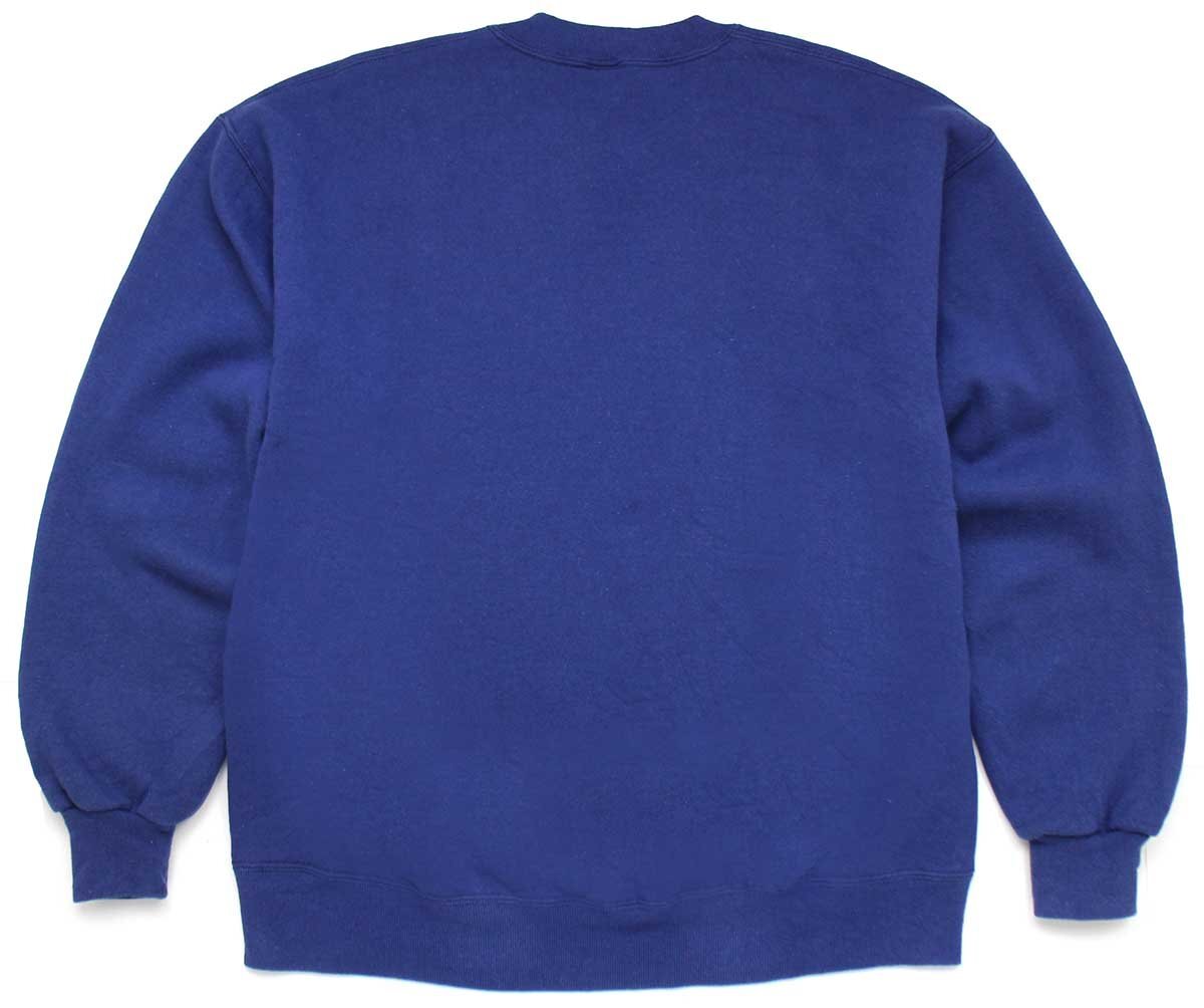 90s USA製 RUSSELLラッセル 無地 前V スウェット 青 L☆ブランク