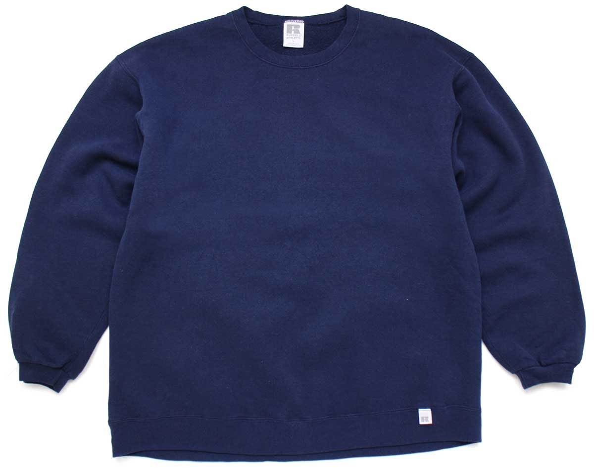 90s USA製 RUSSELLラッセル 無地 スウェット 紺 L☆ブランク
