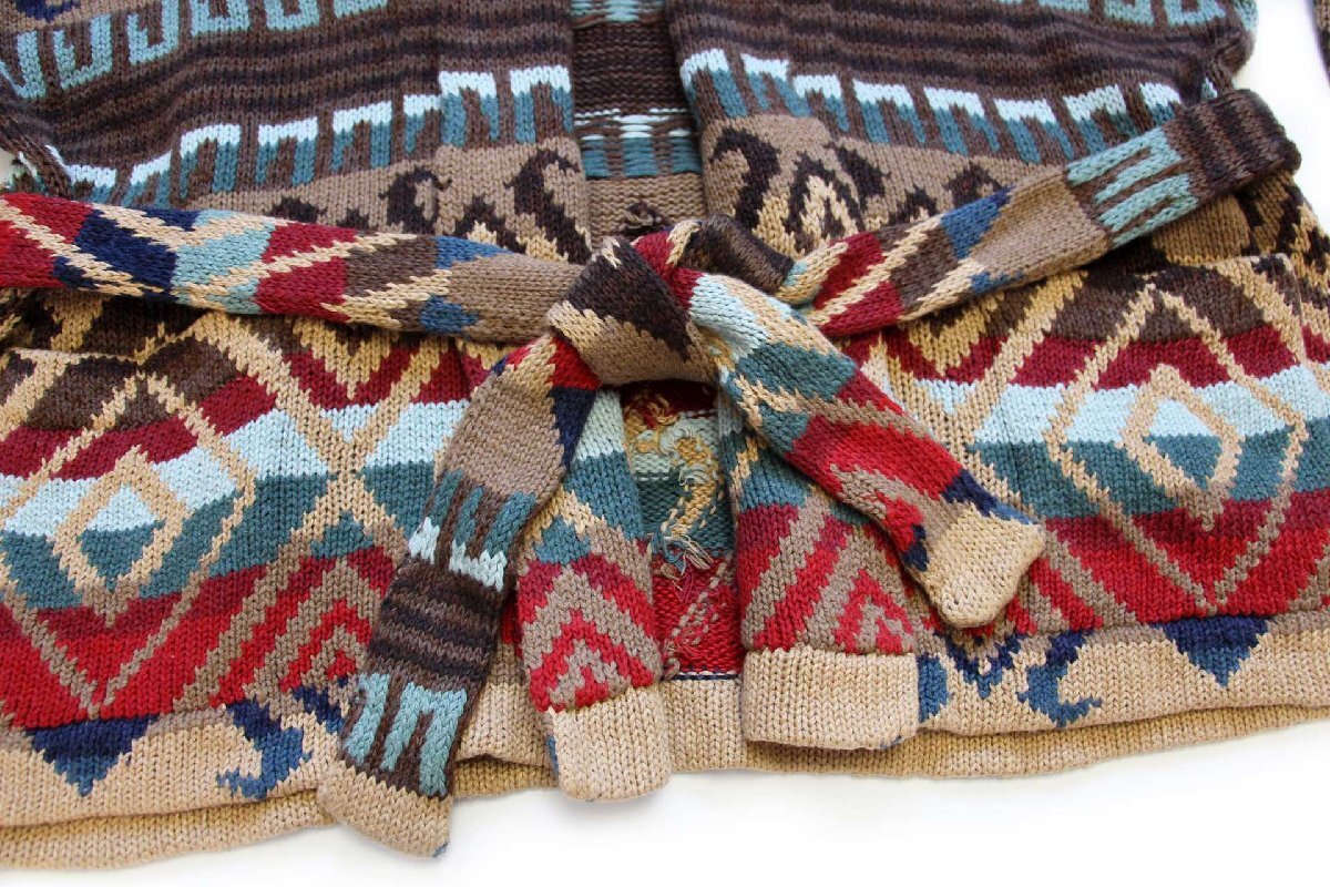 LAUREN ラルフローレン ネイティブ柄 ショールカラー コットン×リネン