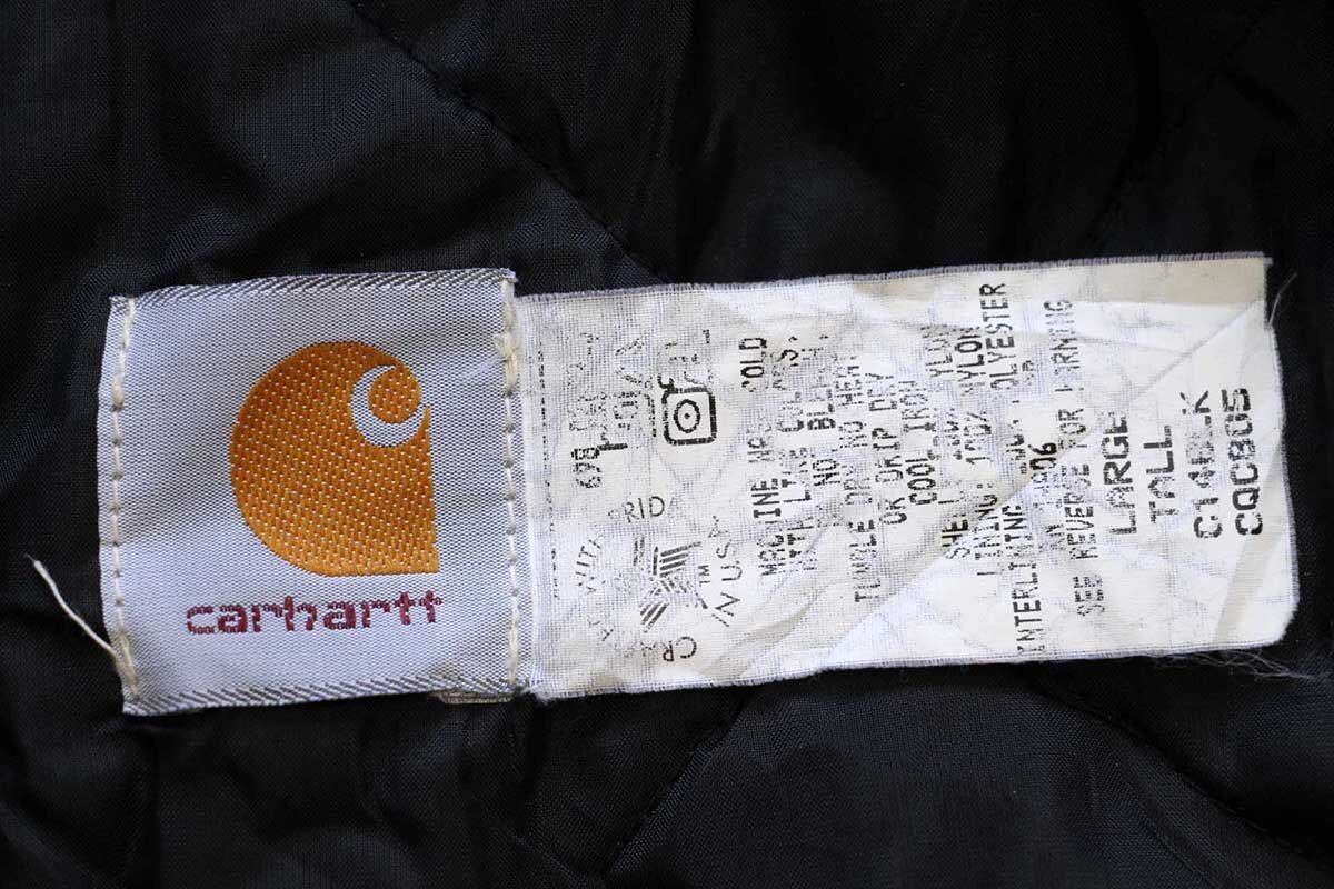 90s USA製 carharttカーハート ロゴ刺繍 キルティングライナー