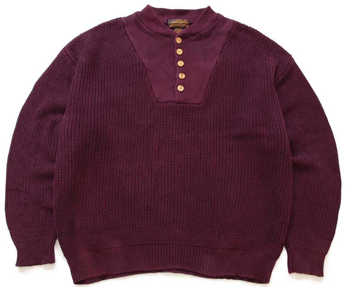 90s EddieBauerエディーバウアー 5ボタン ヘンリーネック コットン