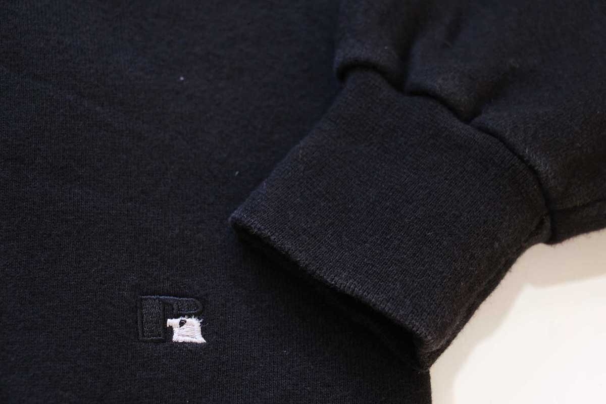 90s USA製 RUSSELLラッセル 無地 前V スウェット 黒 L☆ブランク