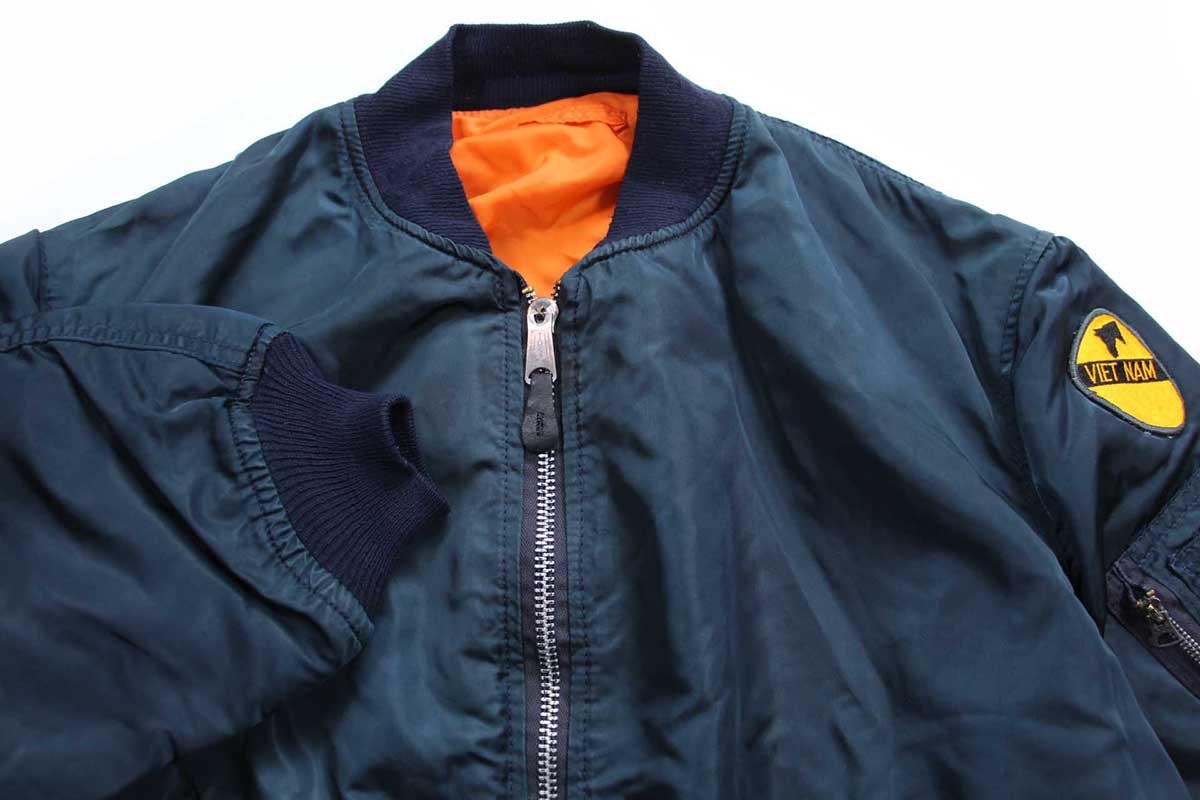 90s USA製 ALPHAアルファ パッチ付き MA-1 フライトジャケット 紺 XXL