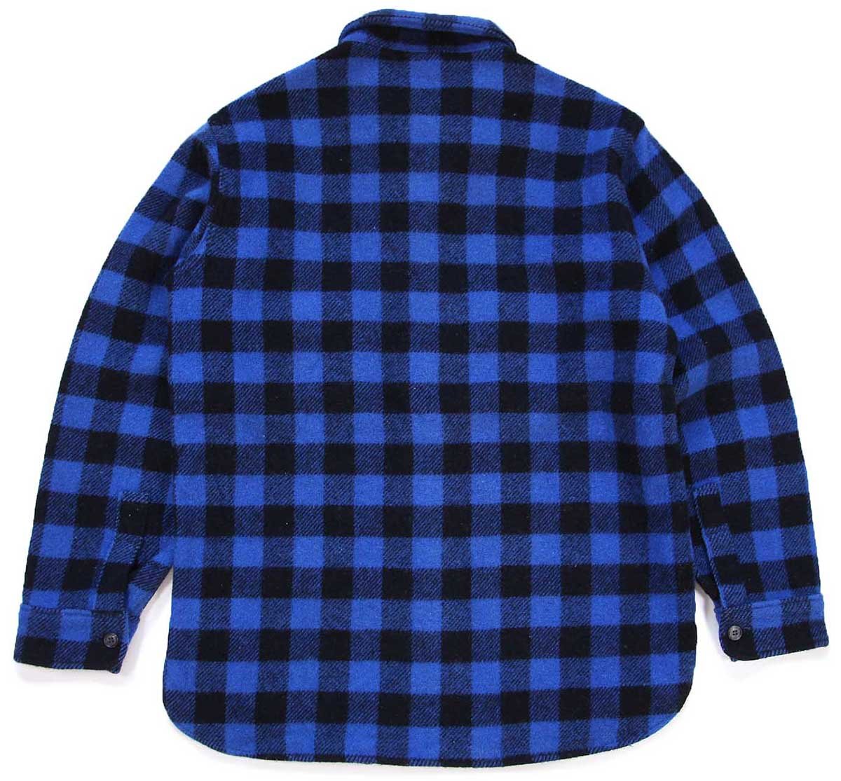 80s Woolrichウールリッチ バッファローチェック ウールシャツ 青×黒