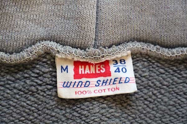 60s HANES WIND SHIELD 無地 コットン スウェットパーカー ボロ